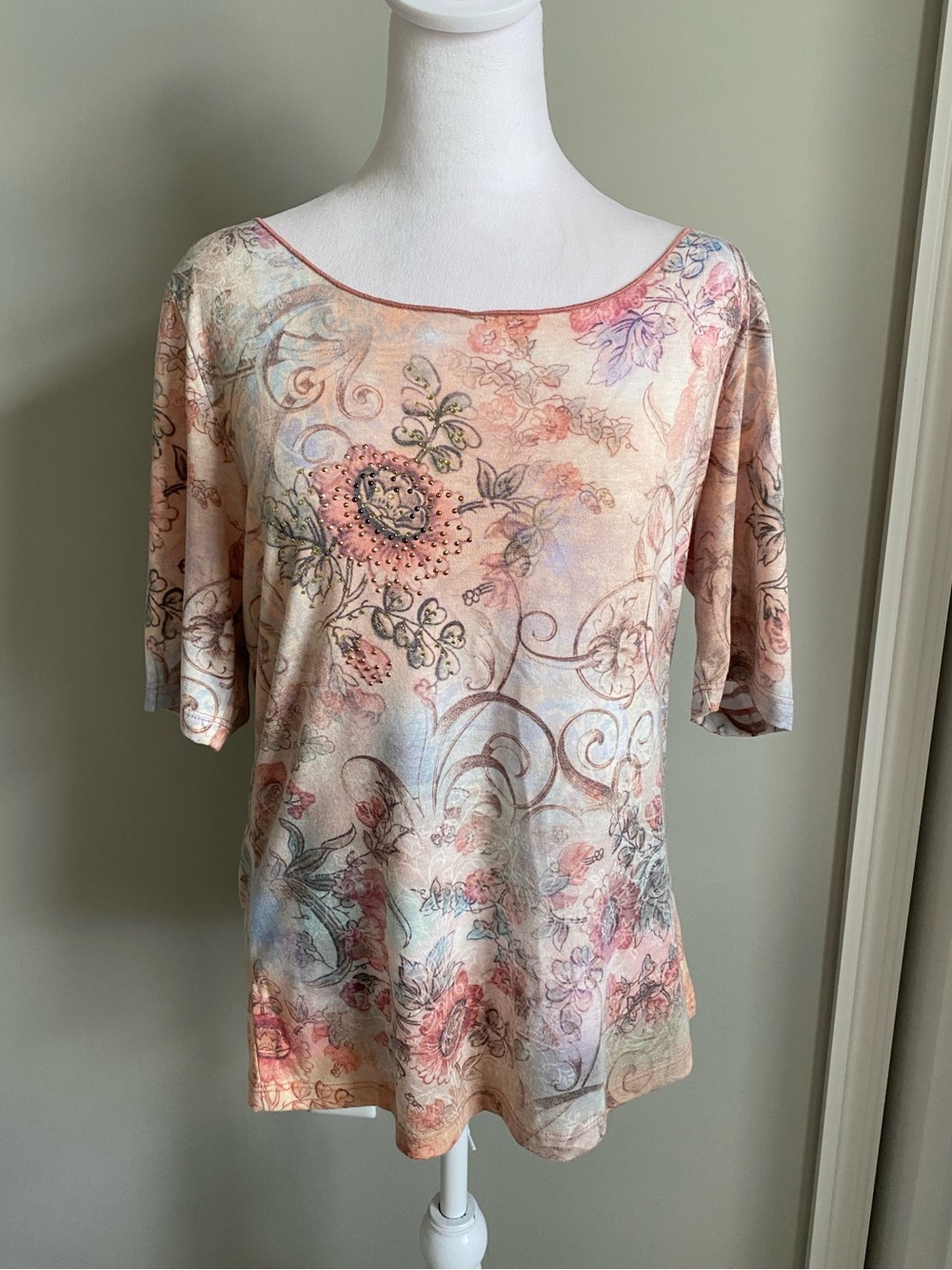 Vintage Y2K Floral Flower Cute Grunge Cottage Graphic Top Long Sleeve 2000's L